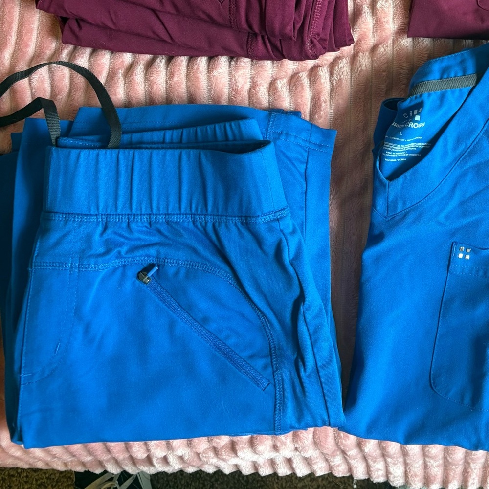 White Cross Bootcut Scrub Pants Medium